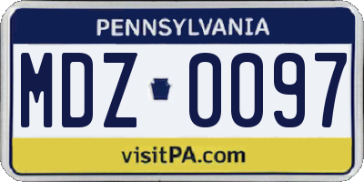 PA license plate MDZ0097
