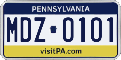PA license plate MDZ0101
