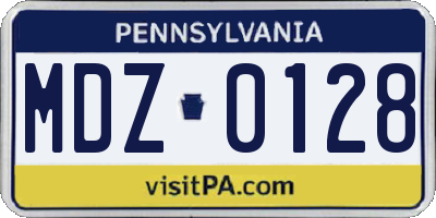 PA license plate MDZ0128