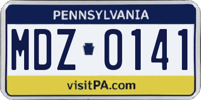 PA license plate MDZ0141
