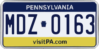 PA license plate MDZ0163