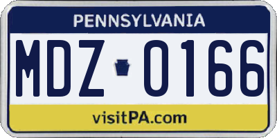 PA license plate MDZ0166