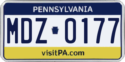 PA license plate MDZ0177