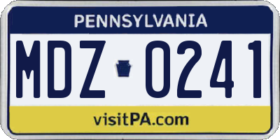 PA license plate MDZ0241
