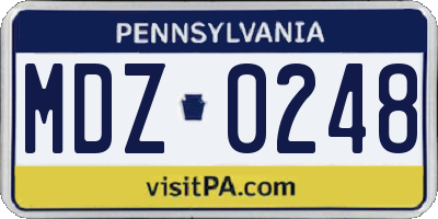 PA license plate MDZ0248