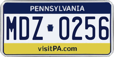 PA license plate MDZ0256