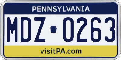 PA license plate MDZ0263