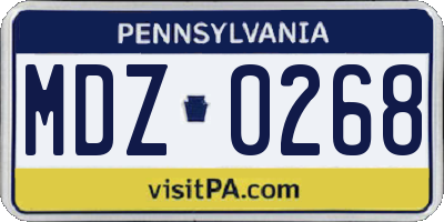 PA license plate MDZ0268