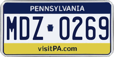 PA license plate MDZ0269