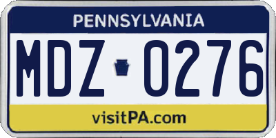 PA license plate MDZ0276