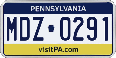 PA license plate MDZ0291