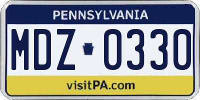 PA license plate MDZ0330
