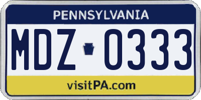 PA license plate MDZ0333