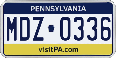 PA license plate MDZ0336