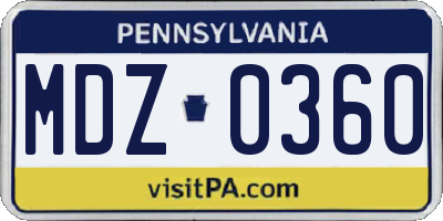 PA license plate MDZ0360