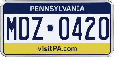 PA license plate MDZ0420