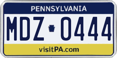 PA license plate MDZ0444