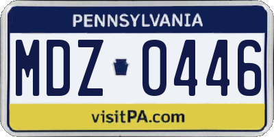 PA license plate MDZ0446