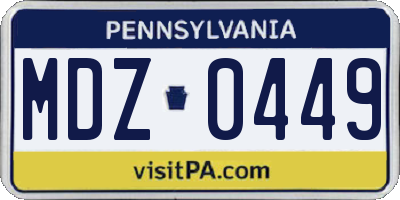 PA license plate MDZ0449