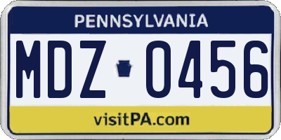 PA license plate MDZ0456