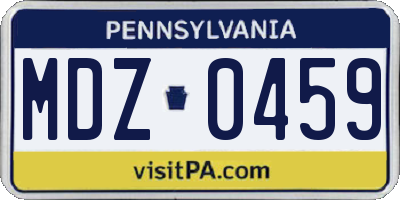PA license plate MDZ0459