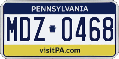 PA license plate MDZ0468