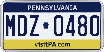 PA license plate MDZ0480