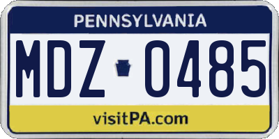 PA license plate MDZ0485