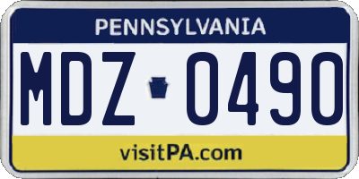 PA license plate MDZ0490