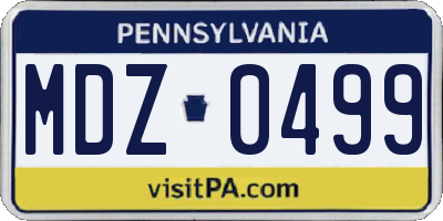 PA license plate MDZ0499