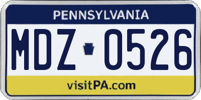 PA license plate MDZ0526