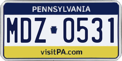 PA license plate MDZ0531