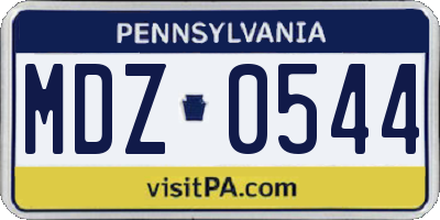 PA license plate MDZ0544