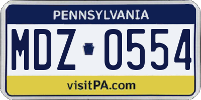 PA license plate MDZ0554