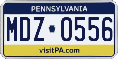 PA license plate MDZ0556