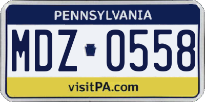 PA license plate MDZ0558