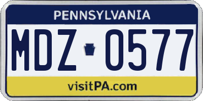 PA license plate MDZ0577
