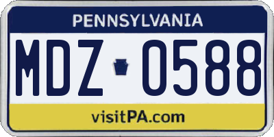 PA license plate MDZ0588