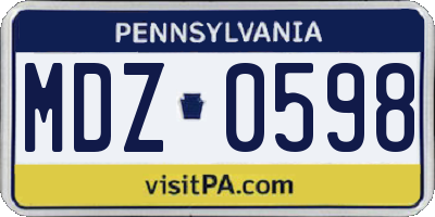 PA license plate MDZ0598