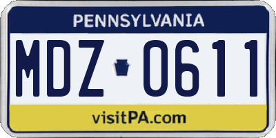 PA license plate MDZ0611