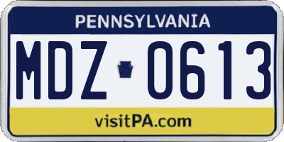 PA license plate MDZ0613