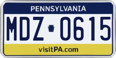 PA license plate MDZ0615