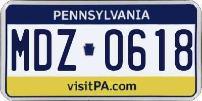 PA license plate MDZ0618
