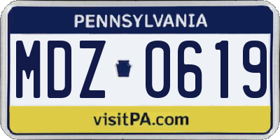 PA license plate MDZ0619