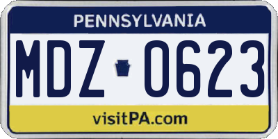 PA license plate MDZ0623