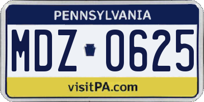 PA license plate MDZ0625