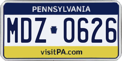 PA license plate MDZ0626