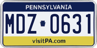 PA license plate MDZ0631