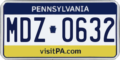 PA license plate MDZ0632