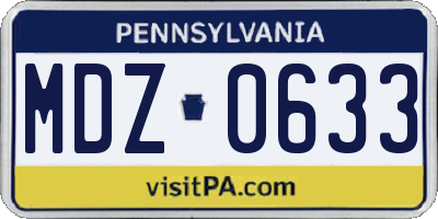 PA license plate MDZ0633